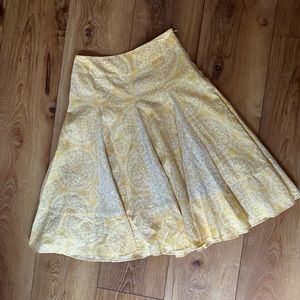 Loft Yellow and White Midi Skirt Sz 0